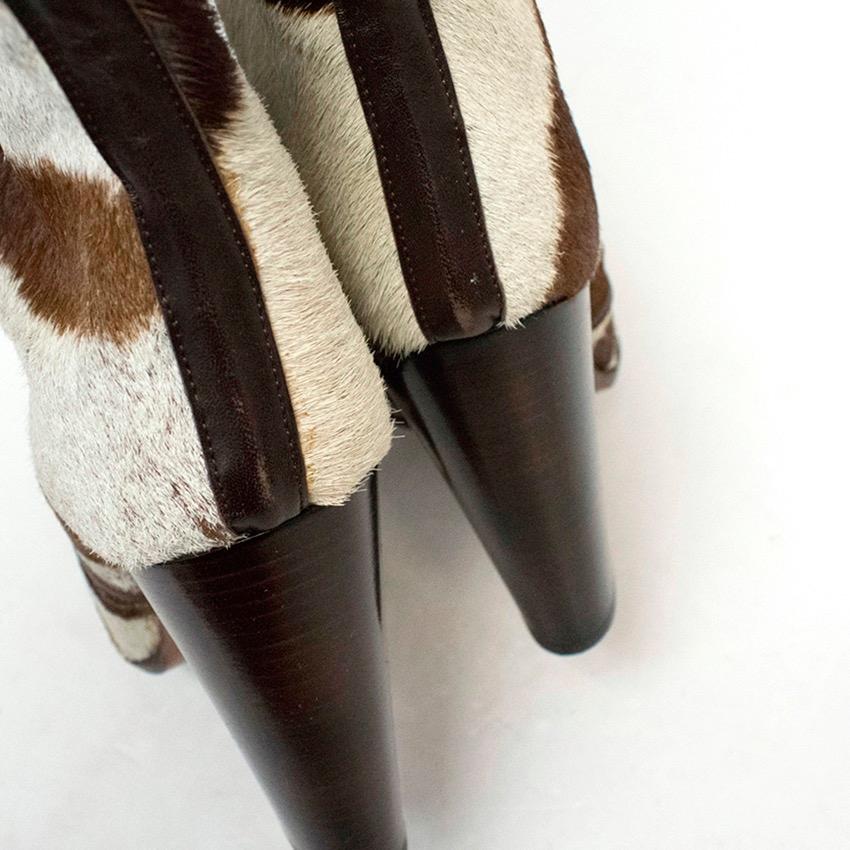 Beige Dolce & Gabbana Zebra Print Knee High Boots US 9