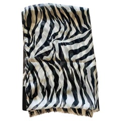 Dolce & Gabbana Zebra Printed Silk Scarf Wrap in White