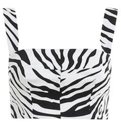 Dolce & Gabbana Zebra-striped white and black cotton drill cropped top