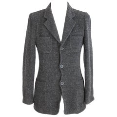 Dolce GabbanaBlazer Slim Fit Mohair Wool Black Italian Jacket, 1990s