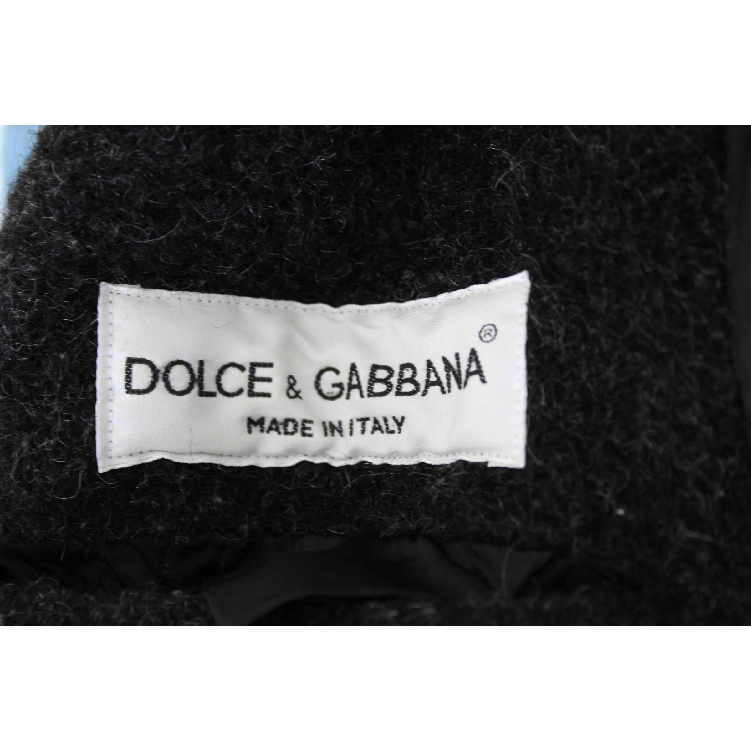 Dolce GabbanaBlazer Slim Fit Mohair Wool Black Italian Jacket, 1990s 1