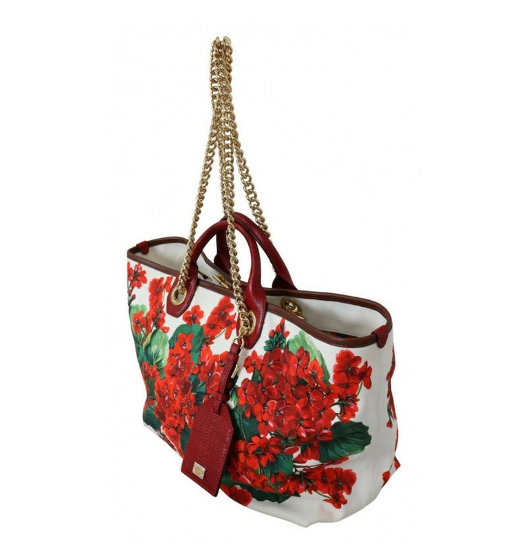 Dolce and Gabbana CAPRI cotton tote bag with geranium print features For  Sale at 1stDibs