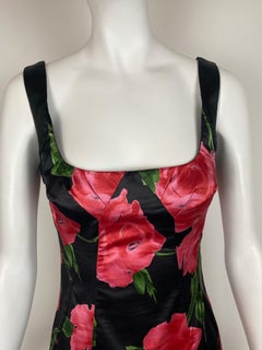 DOLCE & GABBBANA Tubino in raso floreale stretch Inizio anni 2000