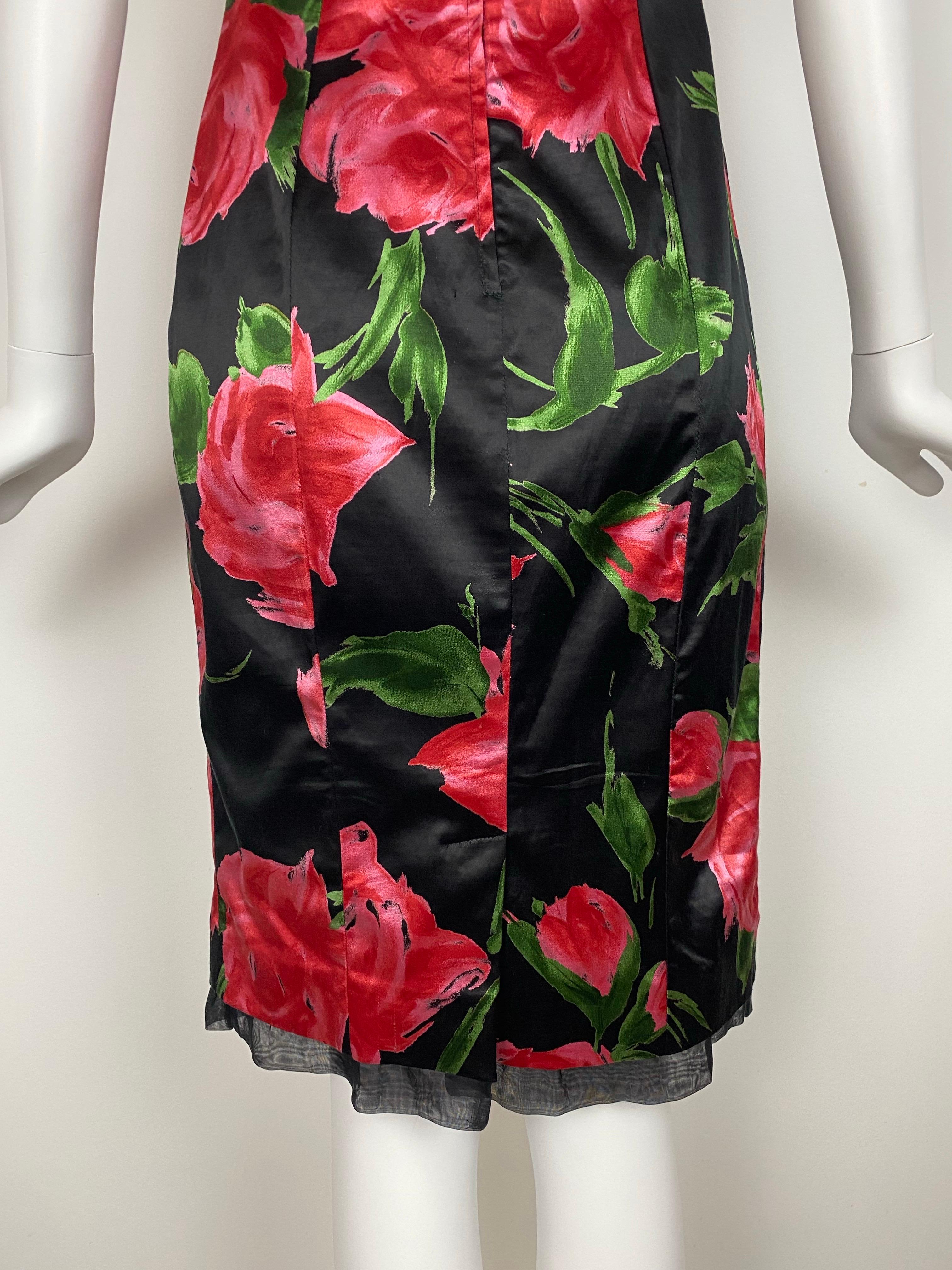 DOLCE & GABBBANA Vestido entallado de satén floral Principios de los años 2000 en venta 2
