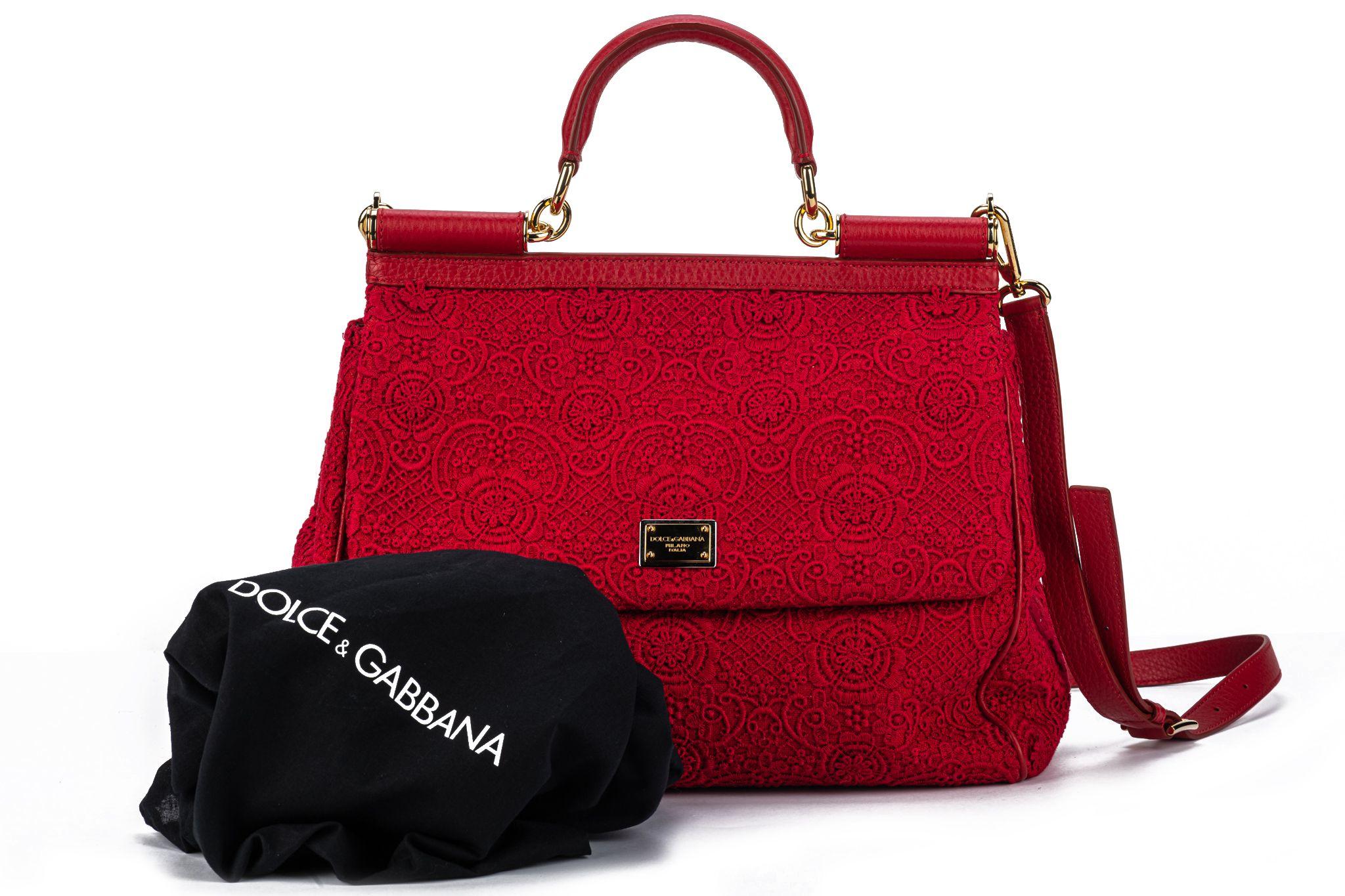 Dolce New Large Red Macrame’ Bag For Sale 12