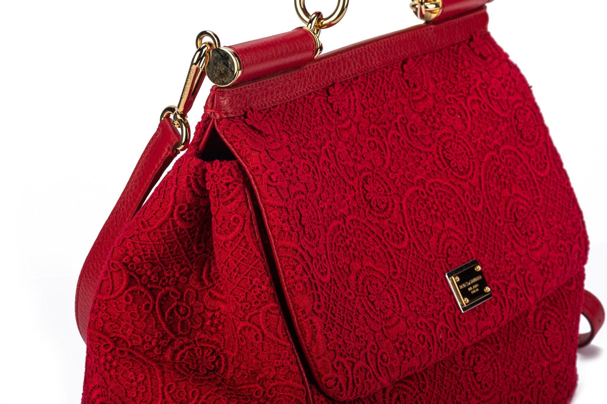 Dolce New Large Red Macrame’ Bag For Sale 1