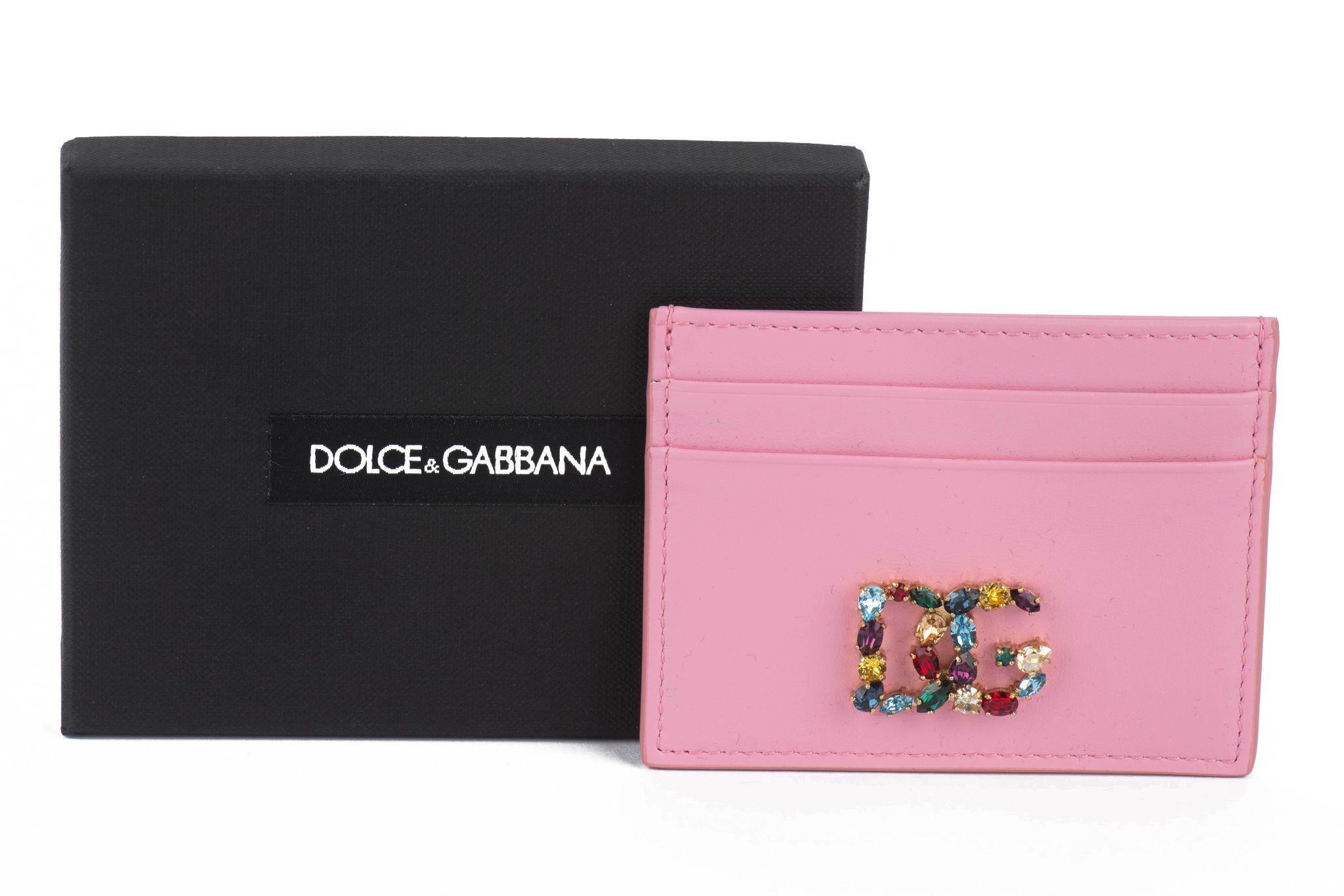 Dolce New Pink Jeweled CC Wallet In New Condition For Sale In West Hollywood, CA