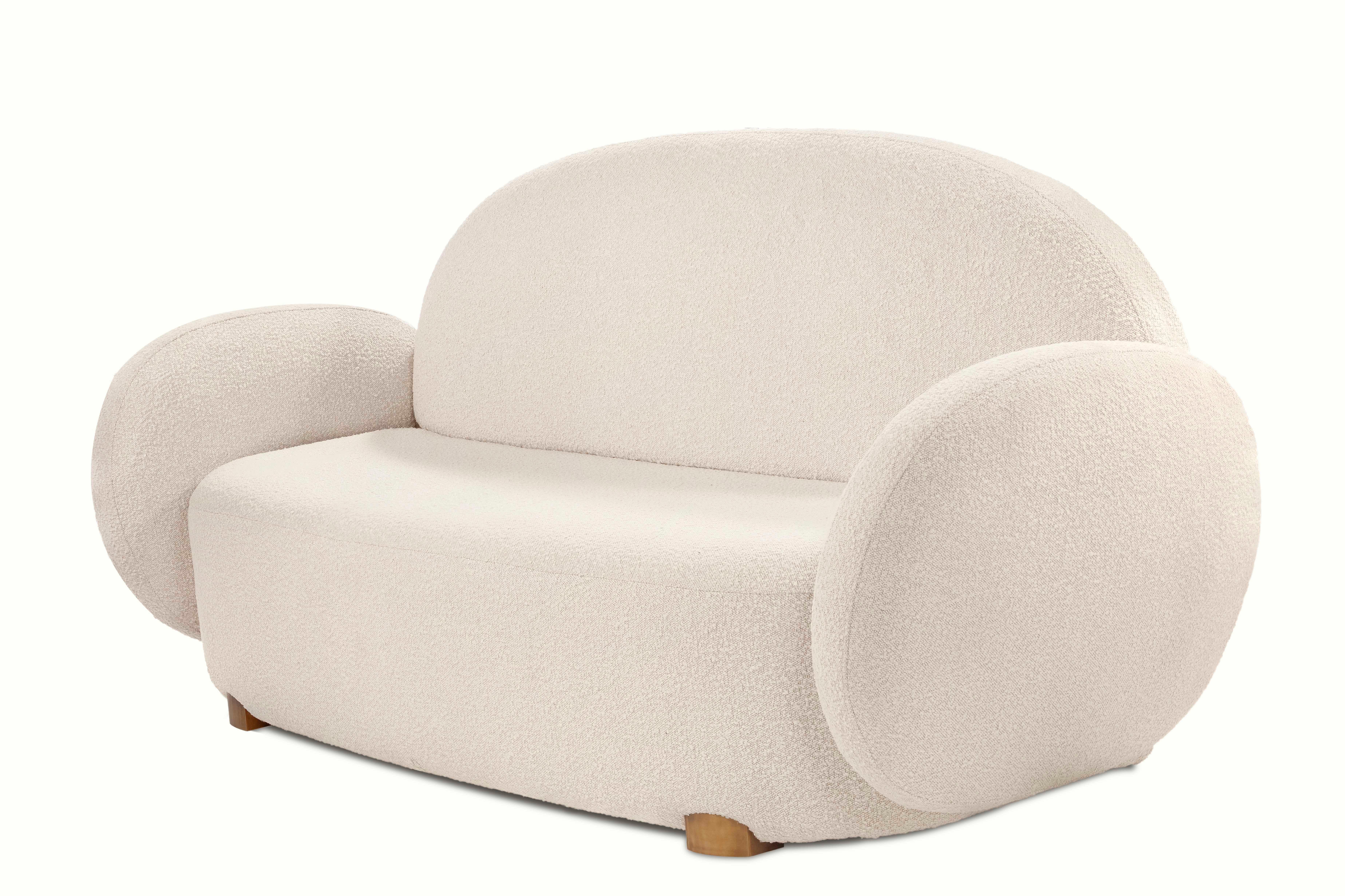 Modern Dolce Sofa Ivory with Plush Boucle Fabric by Matteo Cibic For Sale