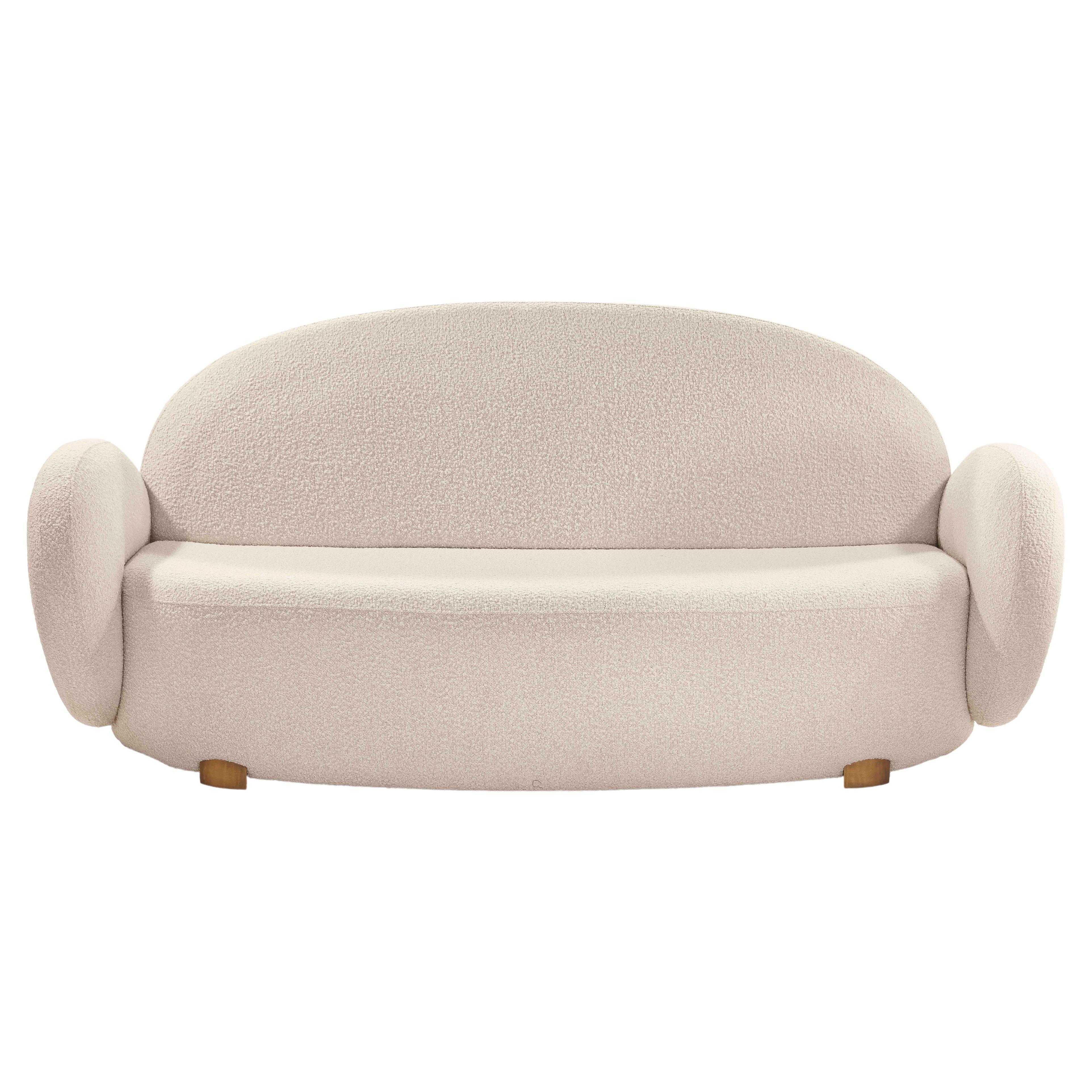 Dolce Sofa Ivory with Plush Boucle Fabric by Matteo Cibic For Sale