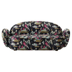 Dolce Sofa with Plush Black Pink Dedar Fabric by Matteo Cibic