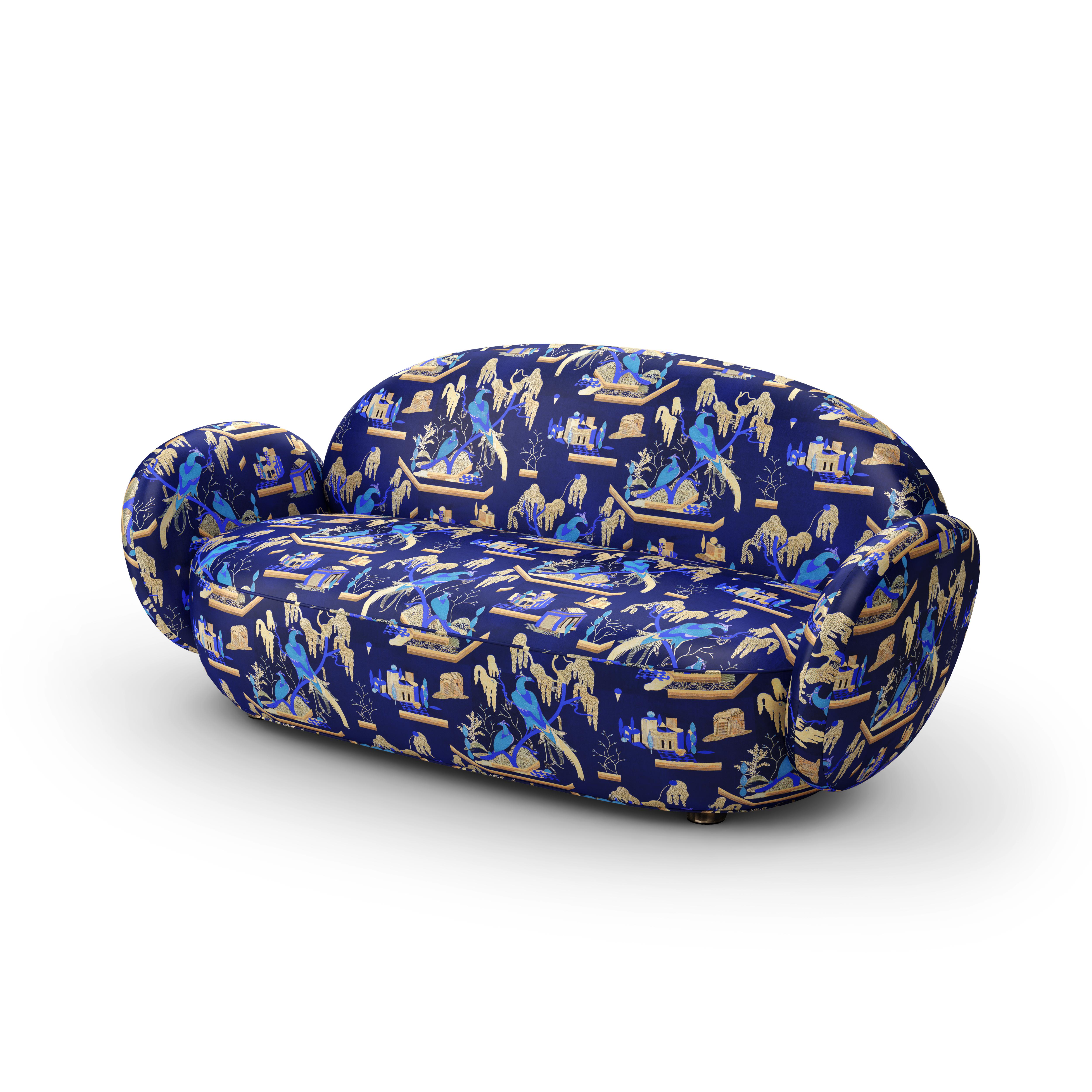 Dolce Sofa is an exquisite and ergonomically perfect three seater sofa upholstered in the plush blue jacquard fabric, This Must Be The Place by Dedar Milano. Ideal for playful lazing! Designed by Matteo Cibic

Have you heard of Matteoverse?
It's