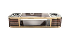 "Dolce Val" Coffee Table with Polished Ebony and Stainless Steel, Bronze Details