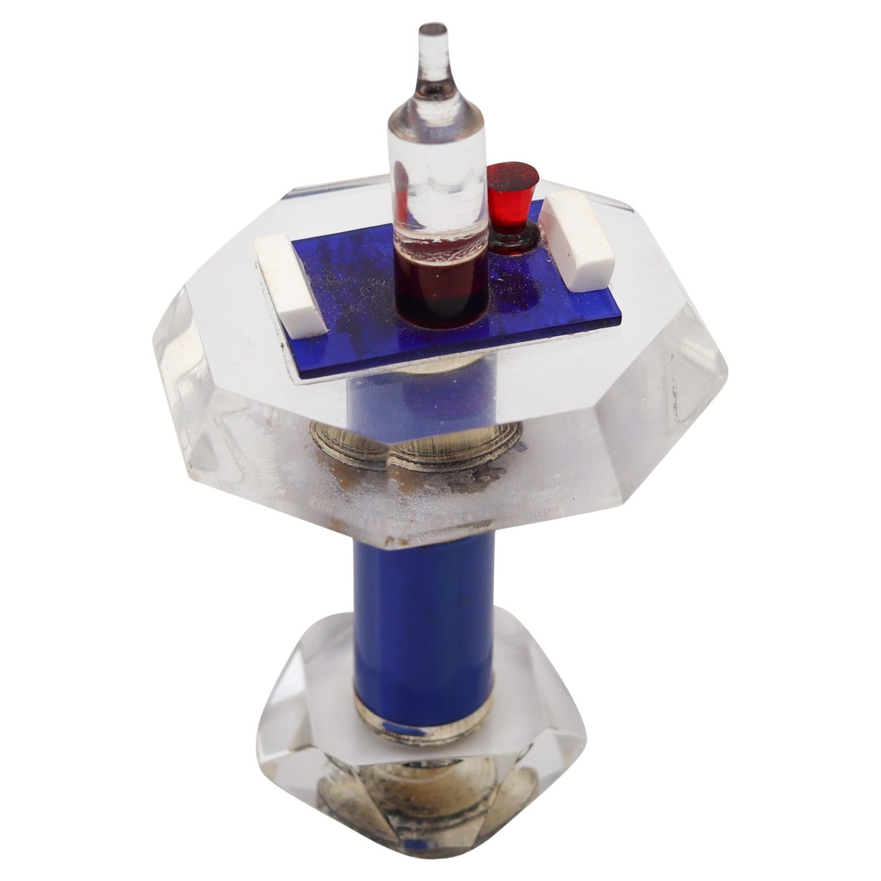 DOLCE-VITA 1950 Amusement French Bar-Table Petrol Lighter In Acrylic & Metal