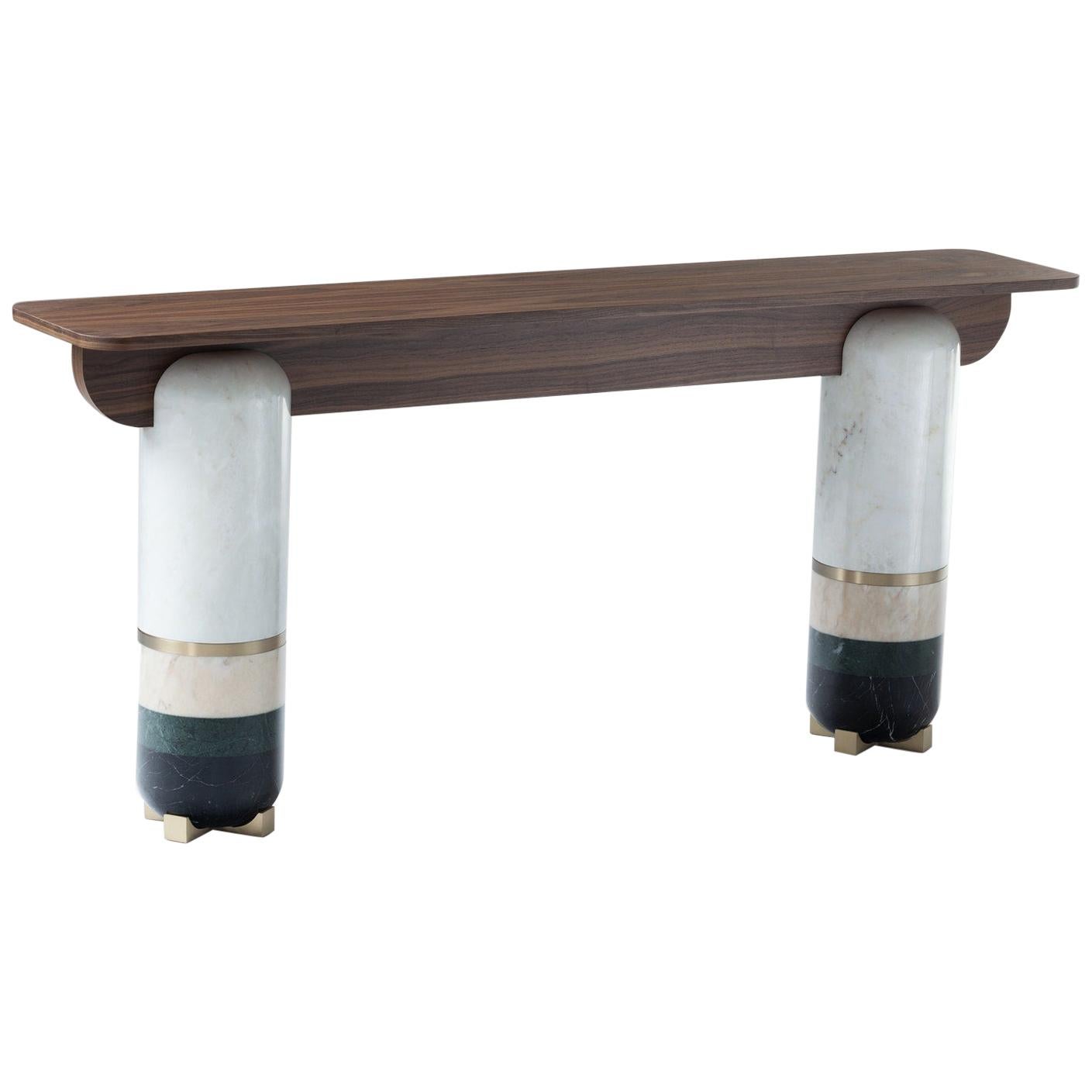 DOOQ Marbre naturel Off-White, Green, Black, Brass, Walnut Console Dolce Vita en vente