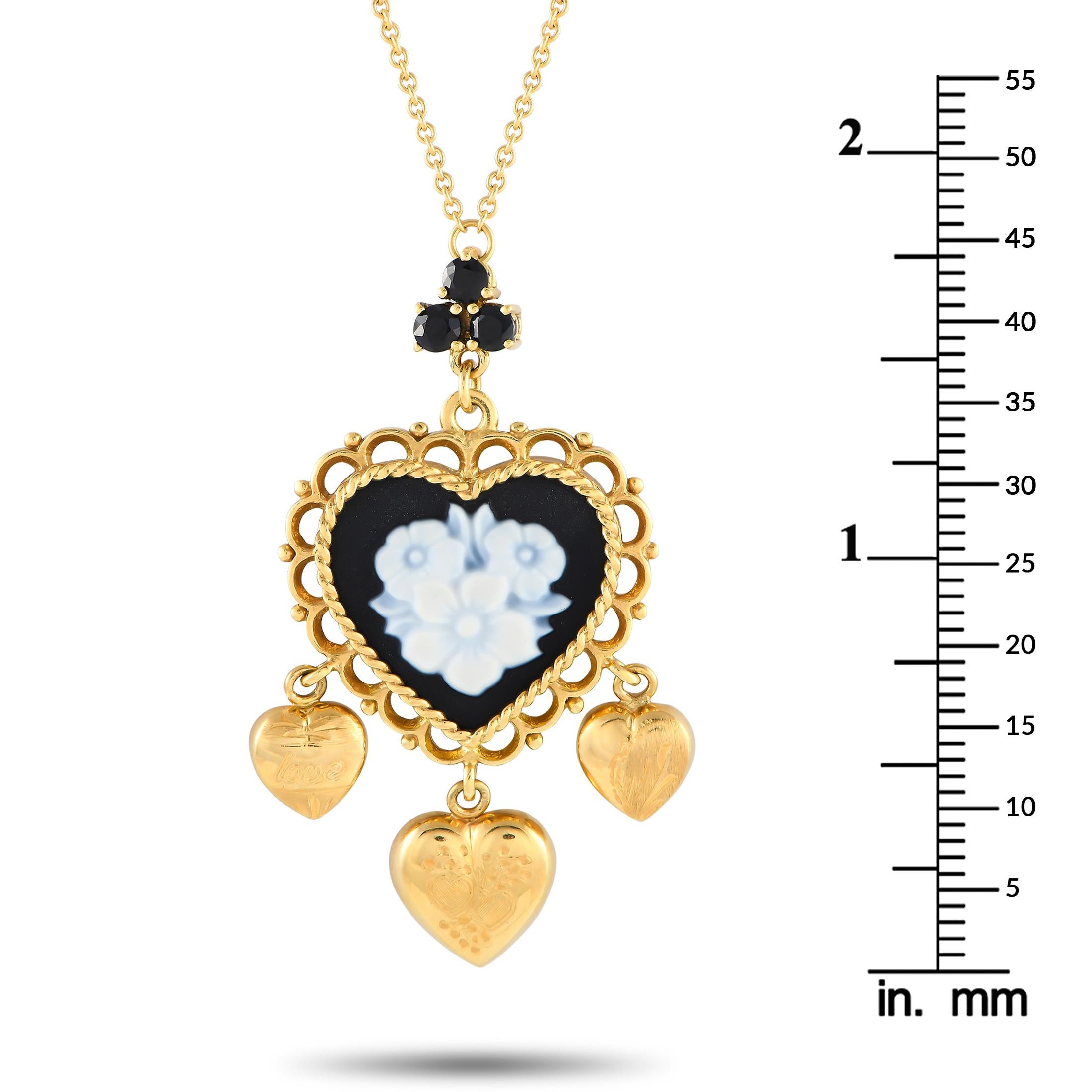 Dolce&Gabbana 18K Yellow Gold Sapphire and Black Jade Necklace In Excellent Condition For Sale In Southampton, PA