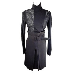 Dolce & Gabbana 1995 Lace CutWork Black Ensemble WoolKnitTurtleneck Belt & Skirt