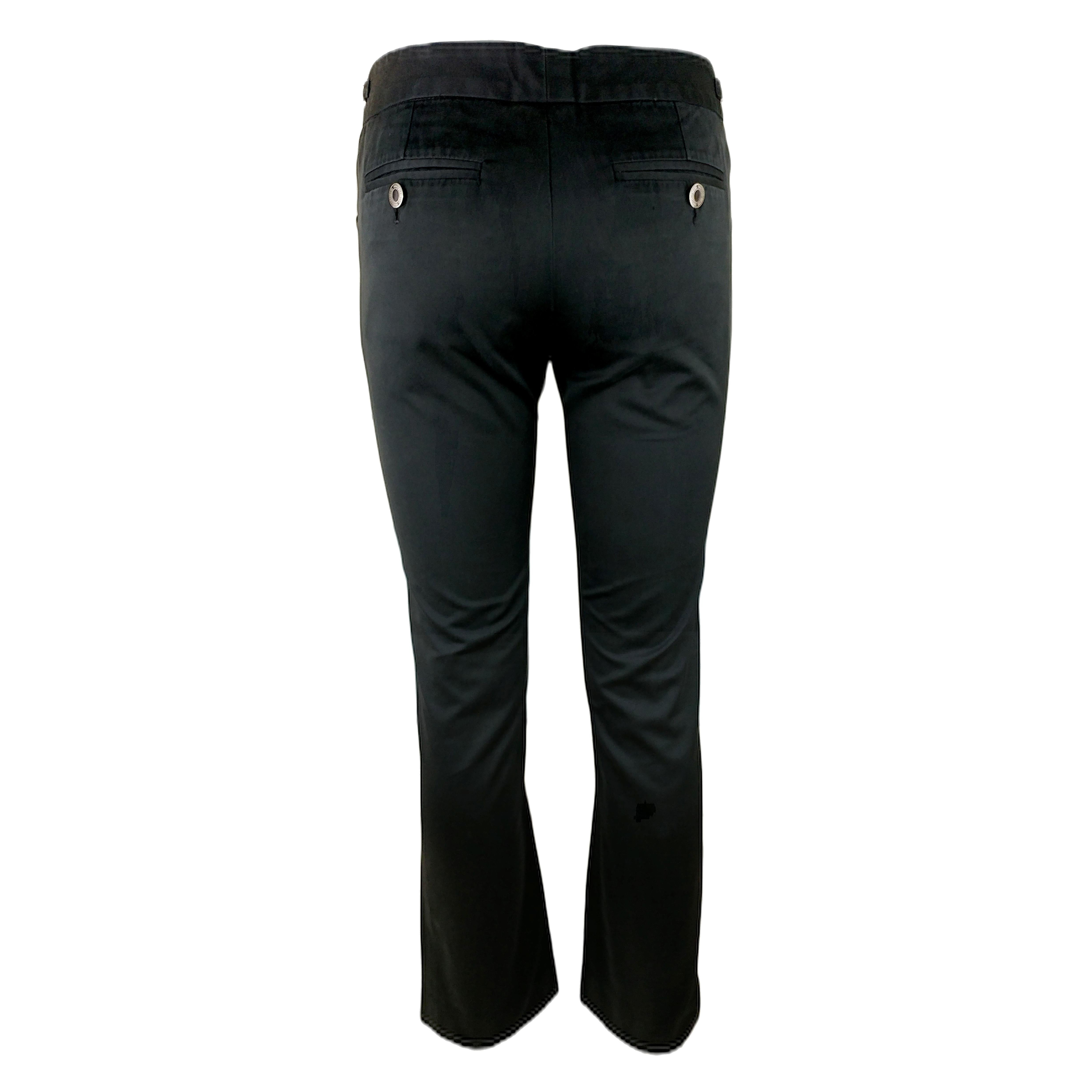 Noir DOLCE&GABBANA - Pantalon vintage en coton noir des années 90 avec plastrons latéraux Taille 6US 38EU en vente