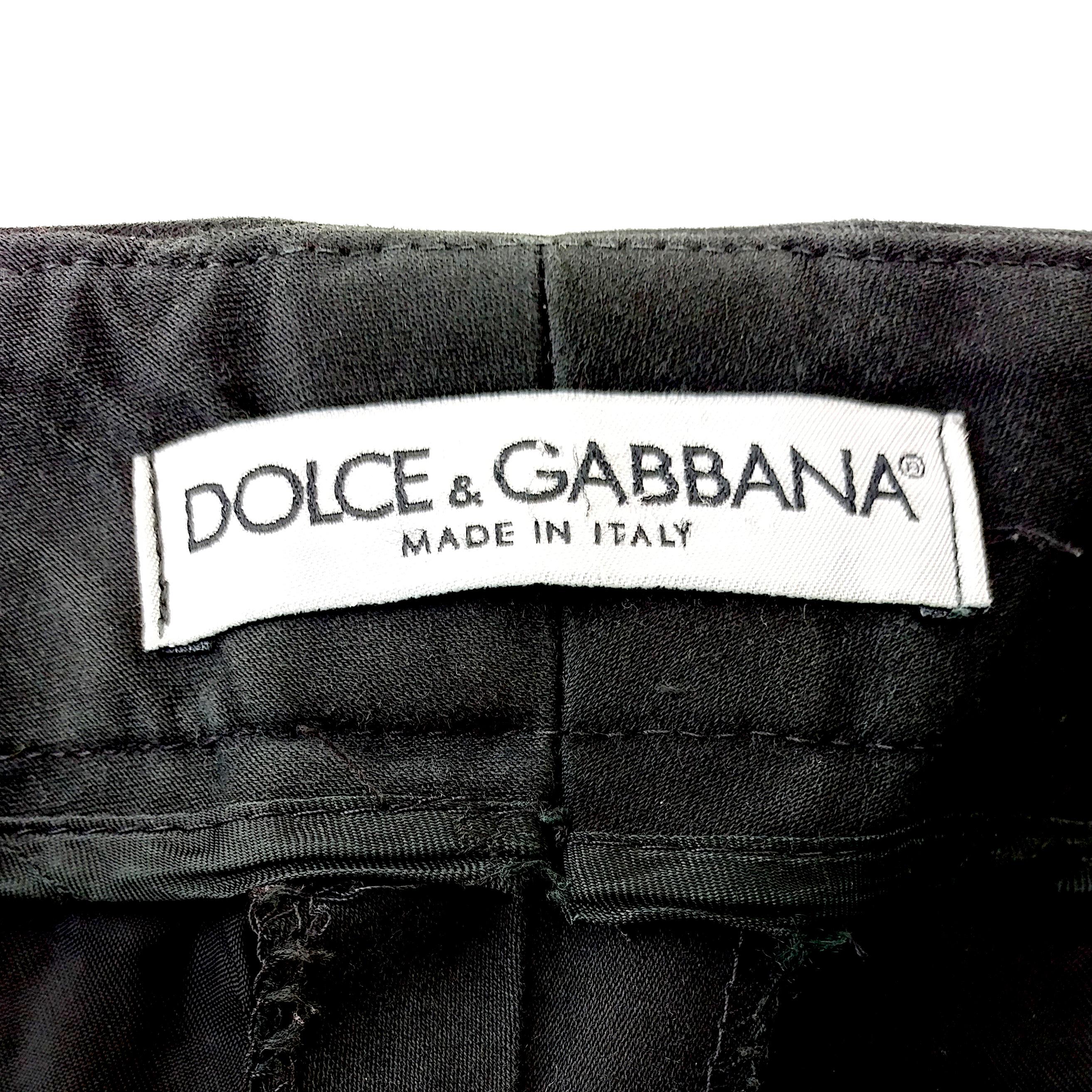 DOLCE&GABBANA – 90s Vintage Black Cotton Pants with Side Placques Size 6US 38EU For Sale 1