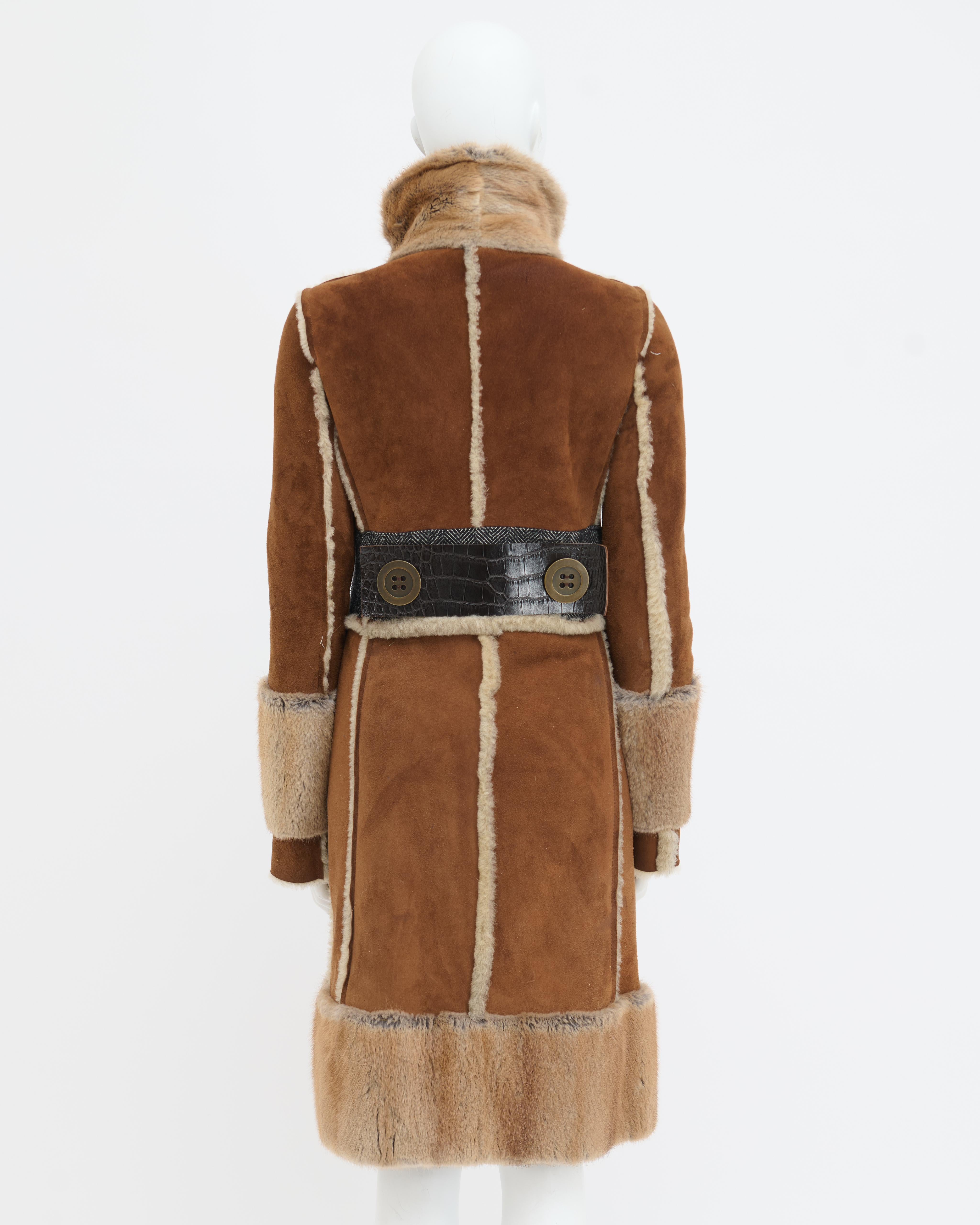 Dolce&Gabbana A/W 2005 Lambskin Fur and Alligator Leather Coat In Excellent Condition For Sale In Milano, IT