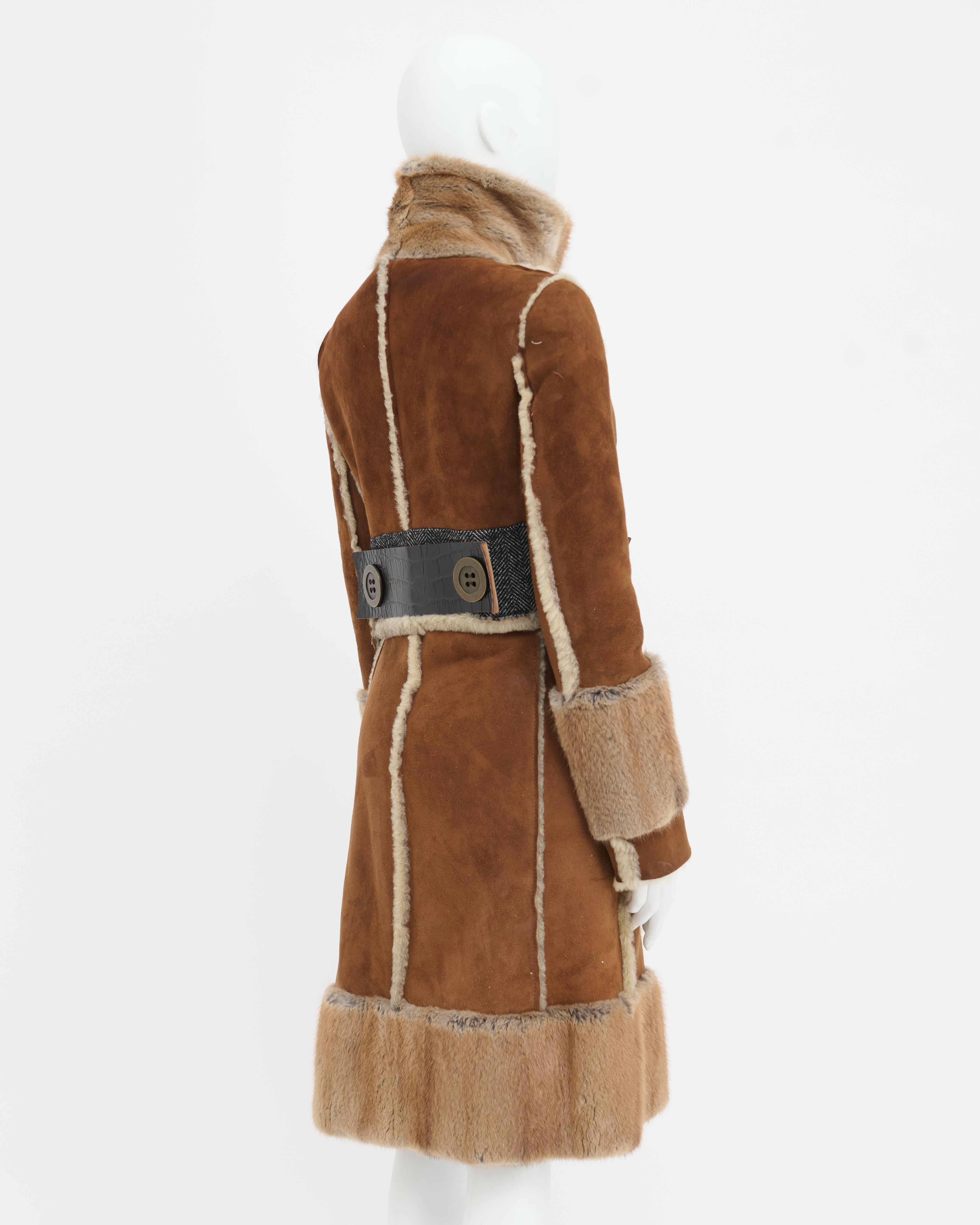 Women's Dolce&Gabbana A/W 2005 Lambskin Fur and Alligator Leather Coat For Sale