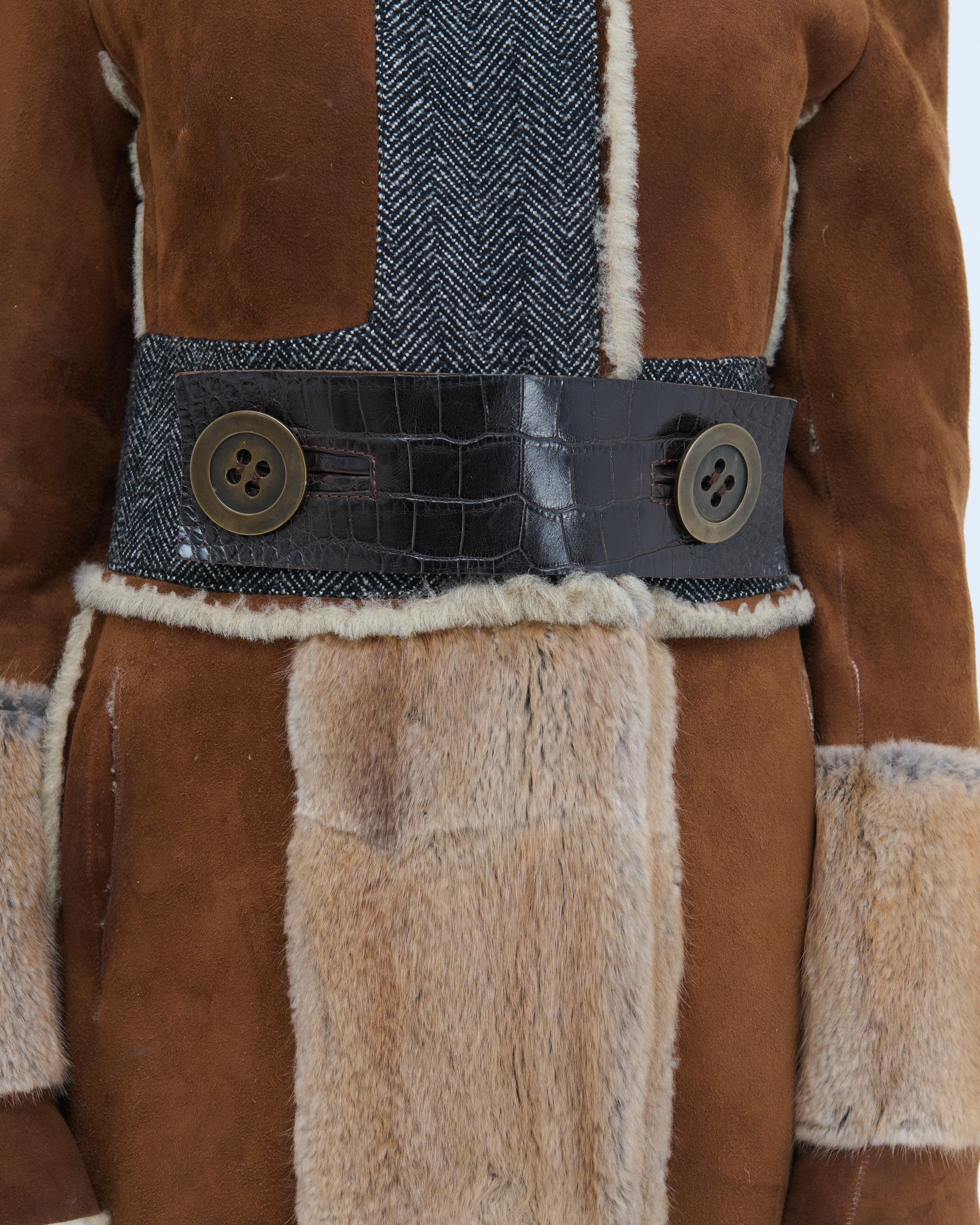 Dolce&Gabbana A/W 2005 Lambskin Fur and Alligator Leather Coat For Sale 2