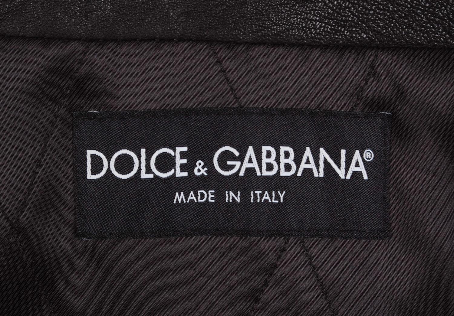 Dolce&Gabbana AW04 Mainline Leather Heavy Men Sheep Collar Jacket Size 48IT (M) 2