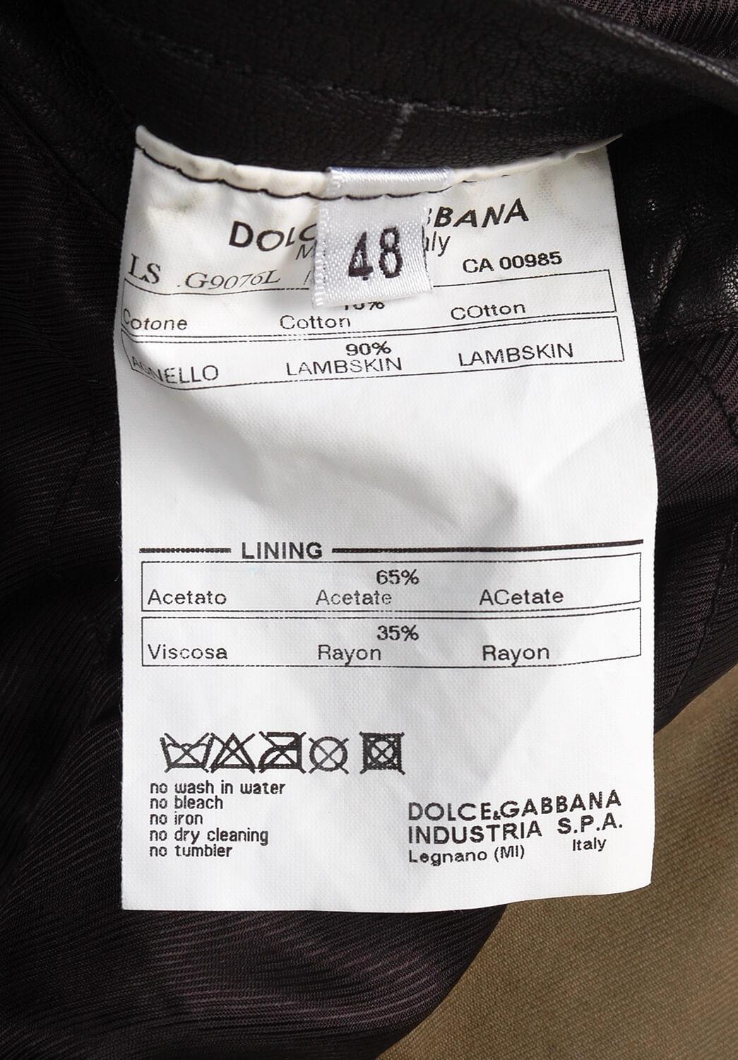 Dolce&Gabbana AW04 Mainline Leather Heavy Men Sheep Collar Jacket Size 48IT (M) 3