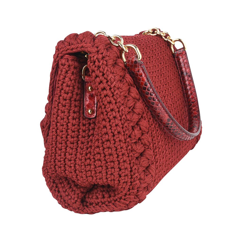Dolce&Gabbana Bag Jewel Toned Lush Crochet Snakeskin Handle For Sale 2