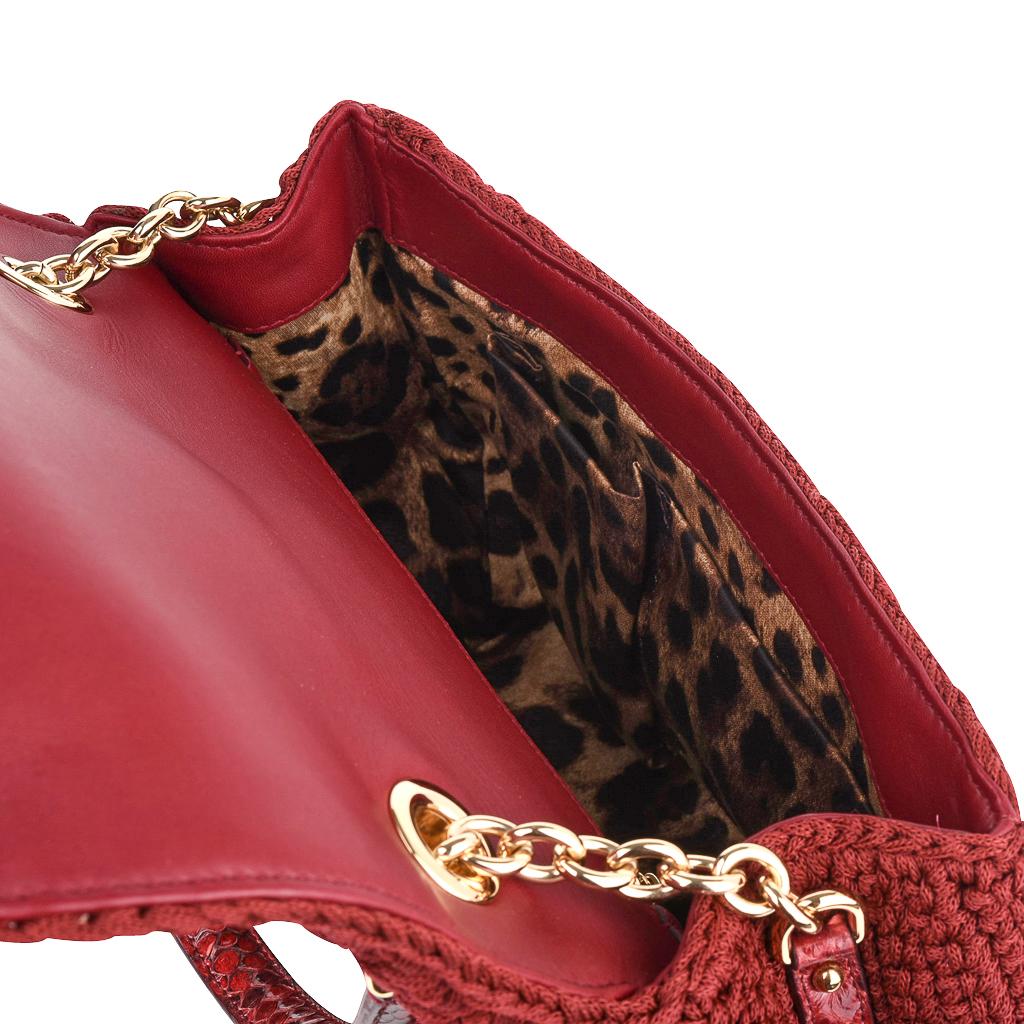 Dolce&Gabbana Bag Jewel Toned Lush Crochet Snakeskin Handle For Sale 5