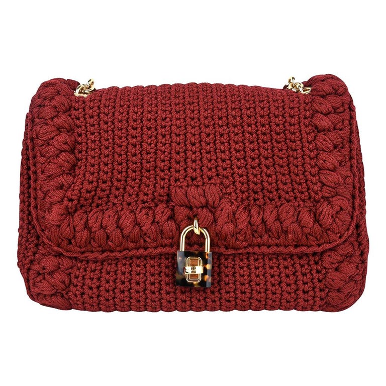 Dolce&Gabbana Bag Jewel Toned Lush Crochet Snakeskin Handle For Sale at  1stDibs
