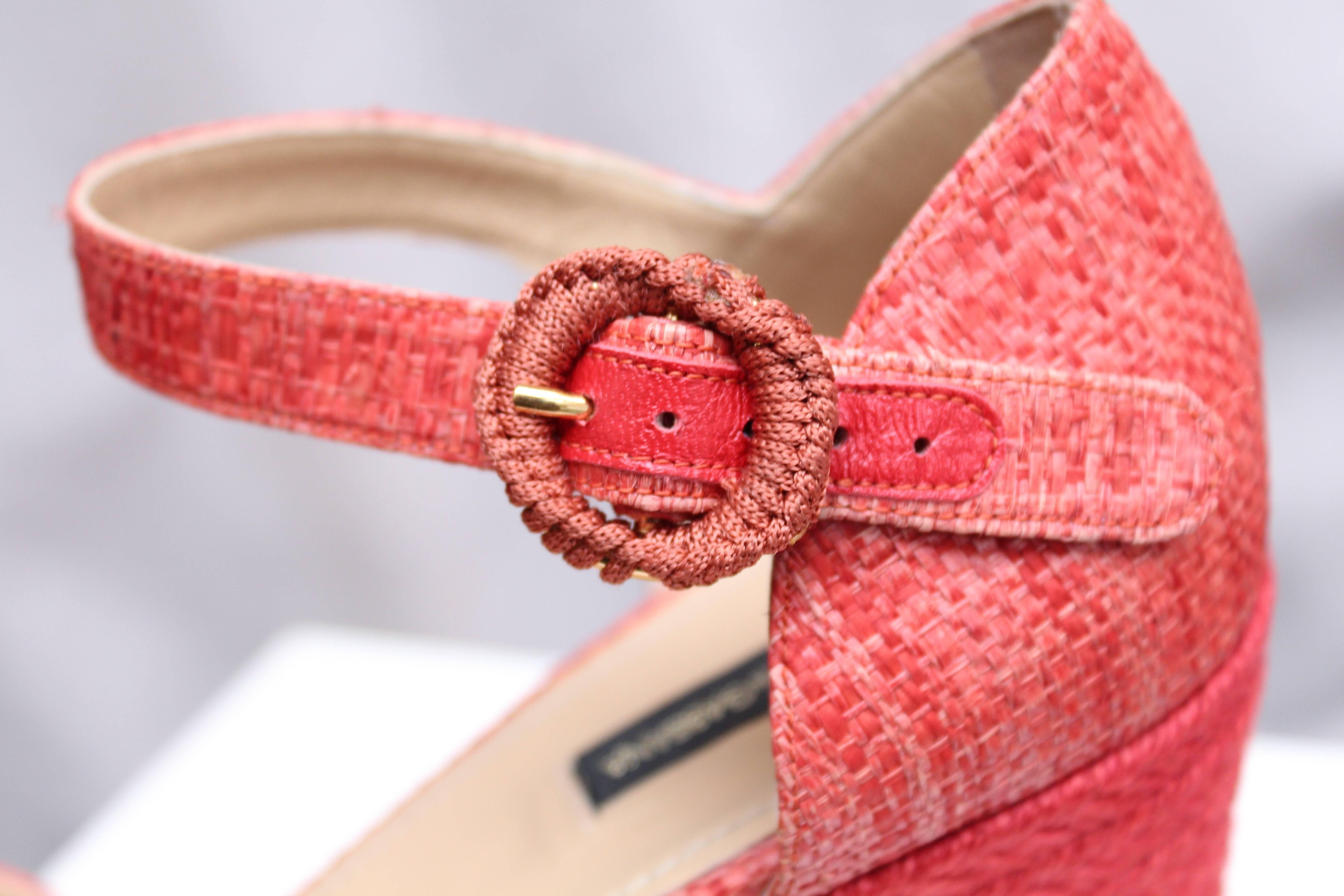 Dolce&Gabbana beautiful jewel sandals in red raffia 5