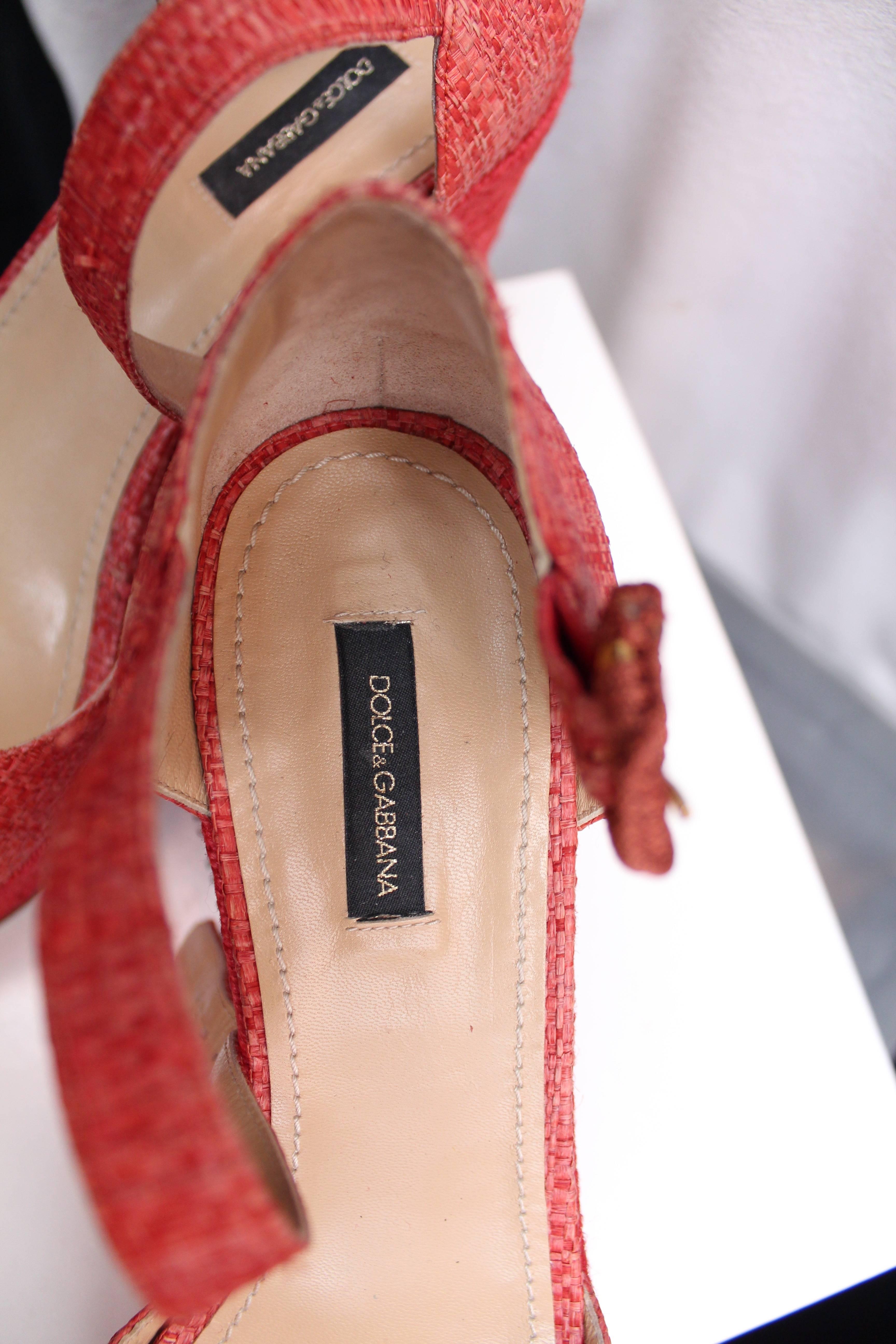 Dolce&Gabbana beautiful jewel sandals in red raffia 7