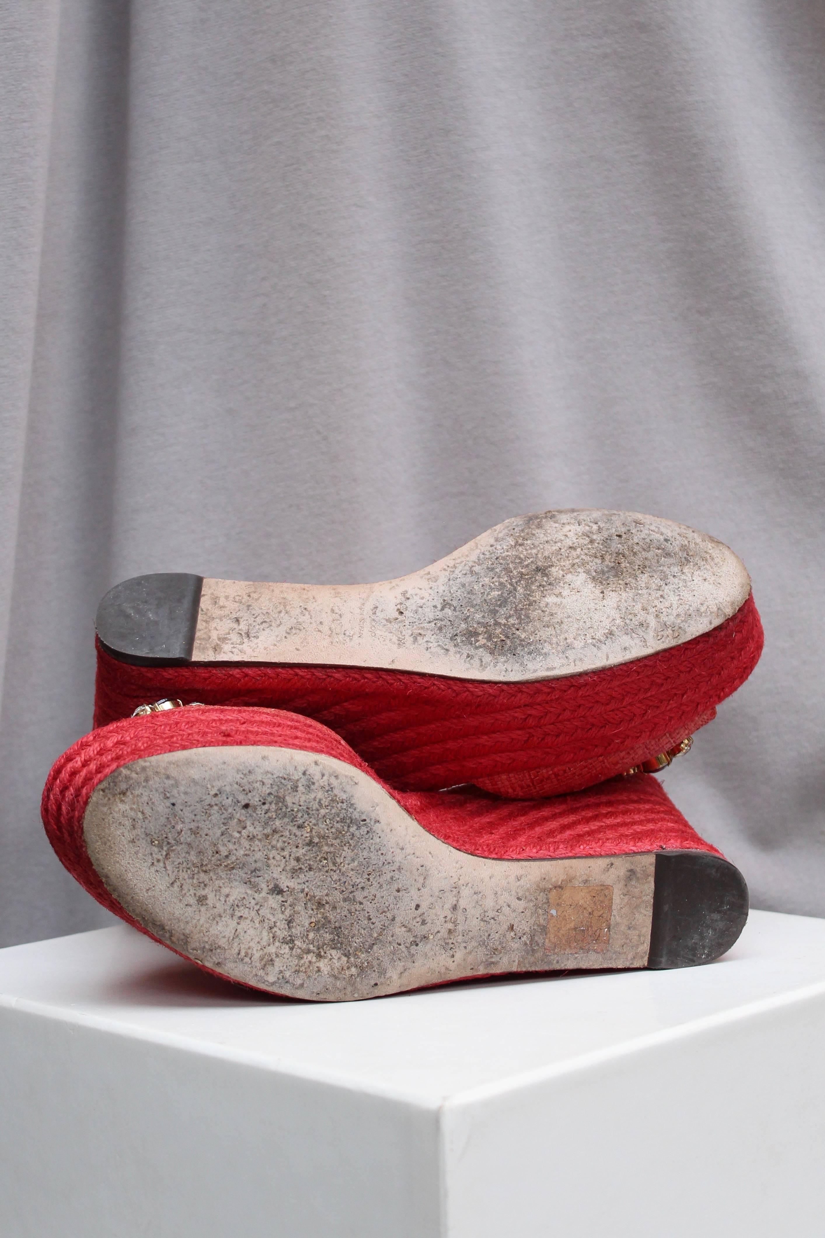 Dolce&Gabbana beautiful jewel sandals in red raffia 8