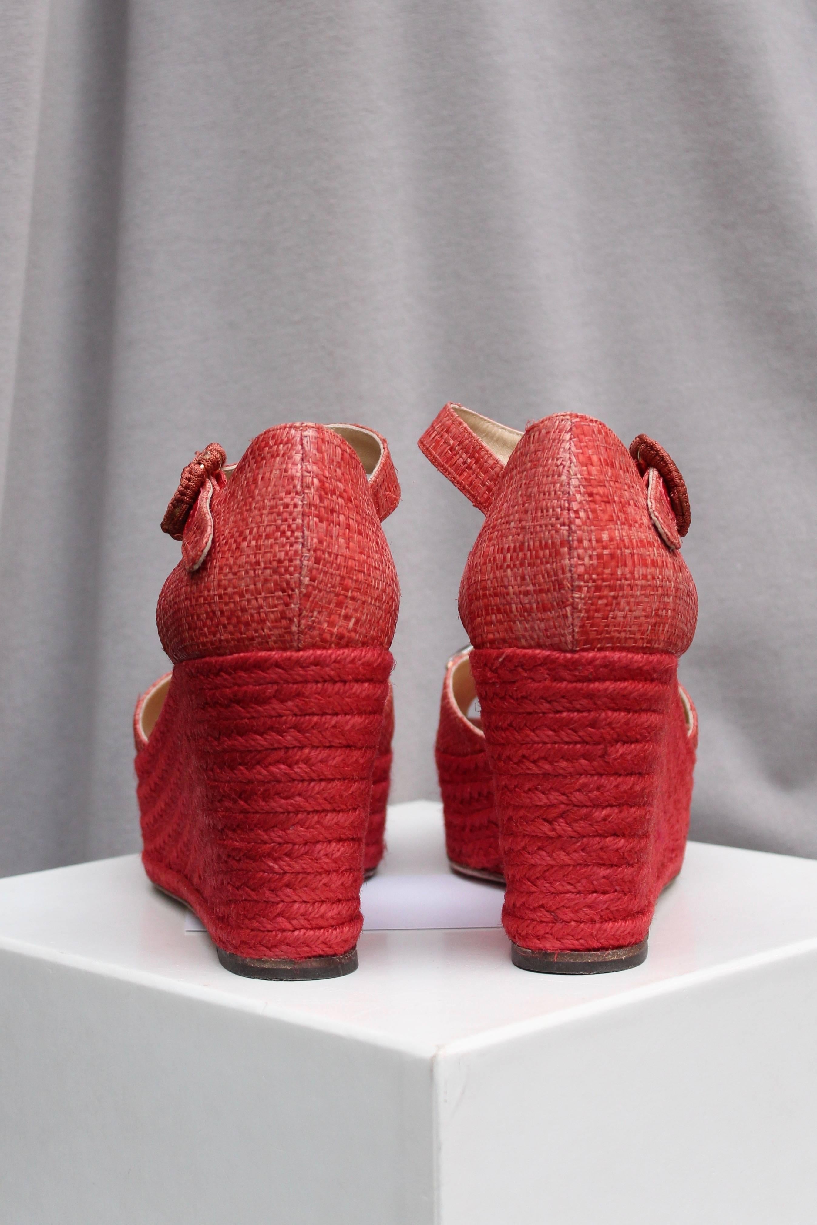 Women's or Men's Dolce&Gabbana beautiful jewel sandals in red raffia