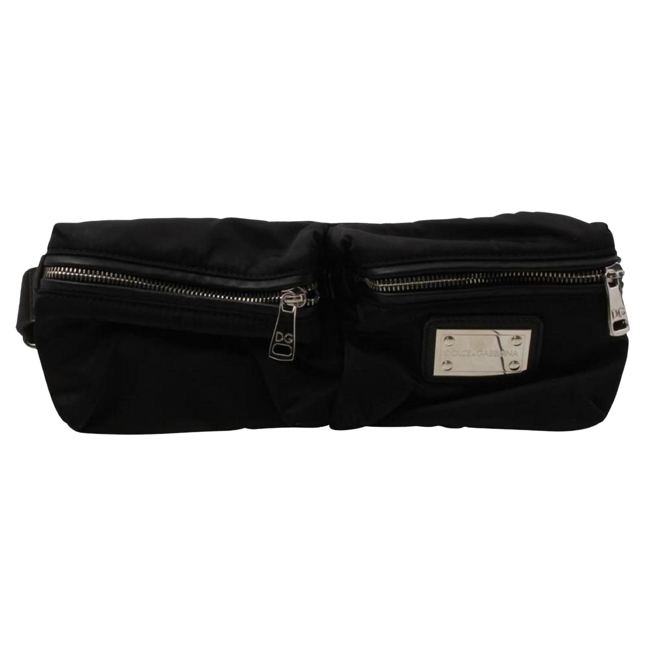 Dolce&Gabbana Black Fanny Pack Waist Pouch Belt Bag  861929 For Sale