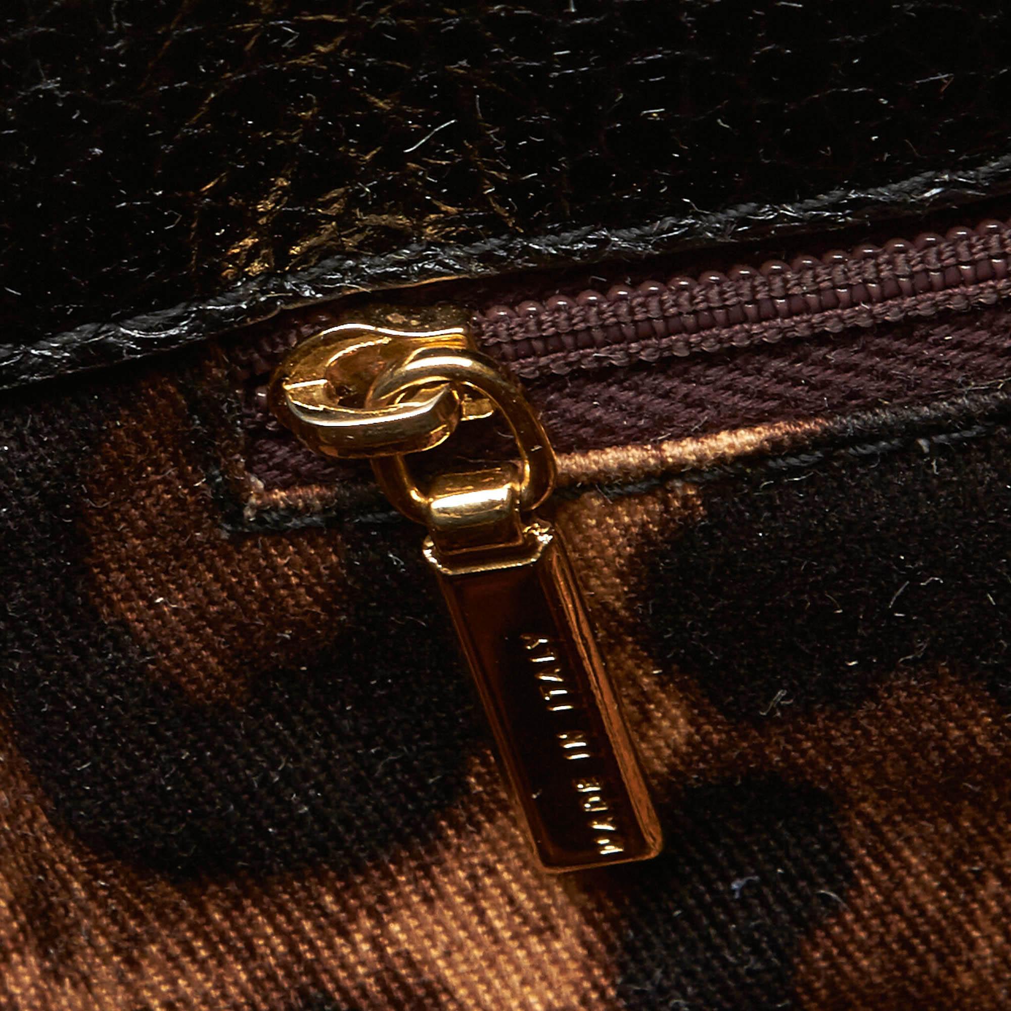 Dolce&Gabbana Black Gathered Leather Tote Bag 3