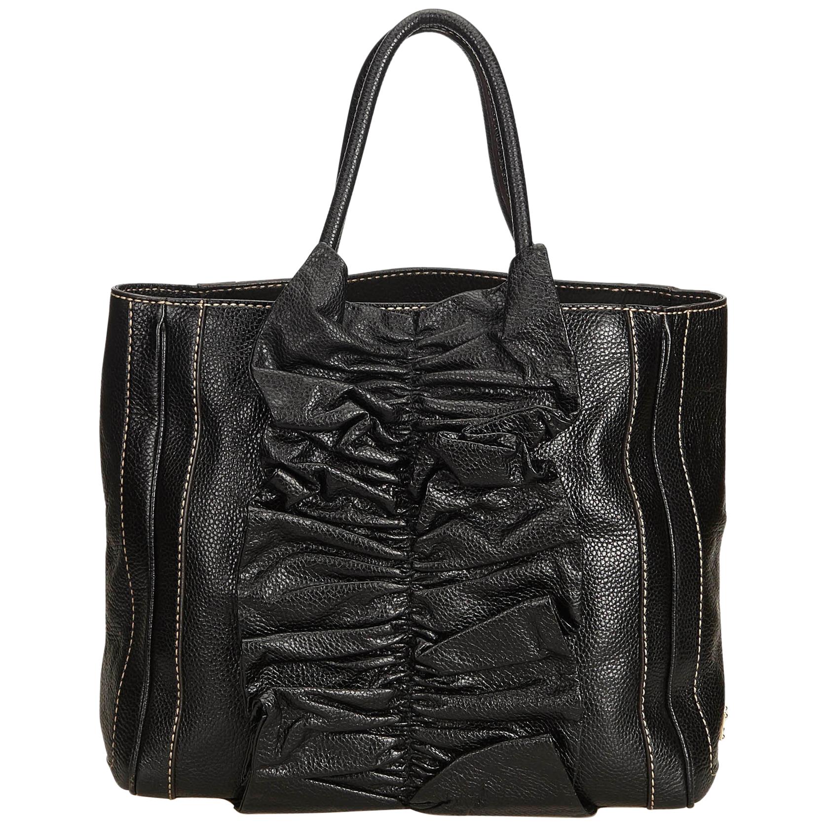 Dolce&Gabbana Black Gathered Leather Tote Bag
