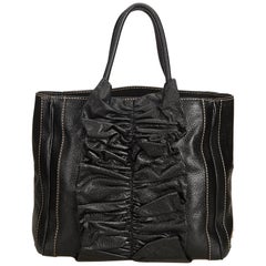 Dolce&Gabbana Black Gathered Leather Tote Bag