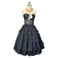 DOLCE&GABBANA BLACK LACE CORSET MIDI DRESS Sz IT 40