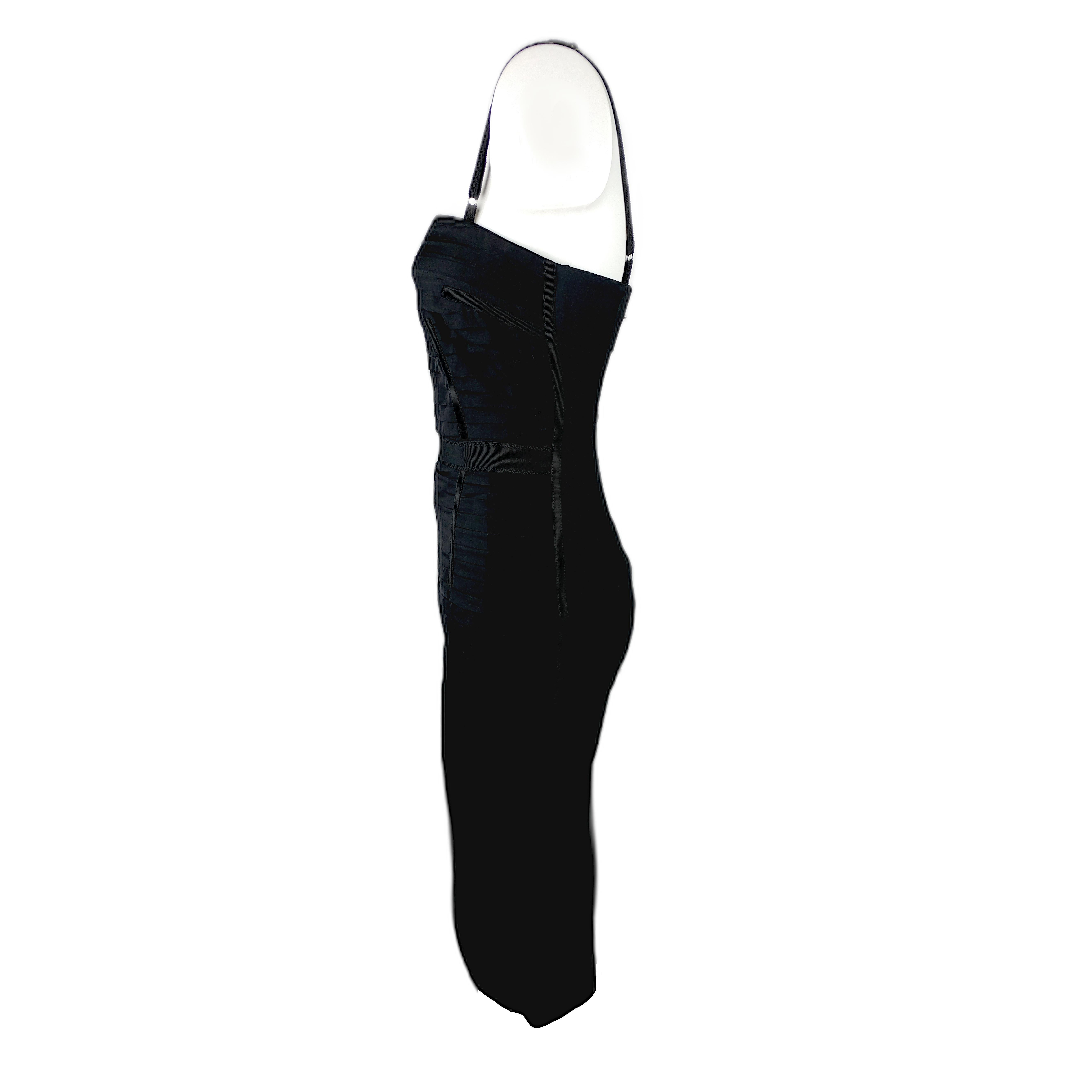 DOLCE&GABBANA Black Slip Dress with Pleats and Adjustable Straps  Size 2US 34EU In Excellent Condition In Cuggiono, MI
