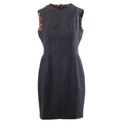Dolce&Gabbana Black Tailored Sheath Dress with Leopard Print Details -'00s