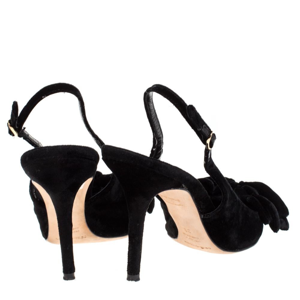 Women's Dolce&Gabbana Black Velvet Bellucci Bow Pointed Toe Slingback Sandals Size 39