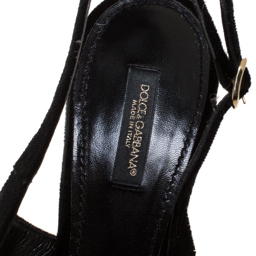 Dolce&Gabbana Black Velvet Bellucci Bow Pointed Toe Slingback Sandals Size 39 2