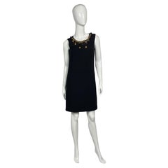 Dolce&Gabbana black wool mini dress with medallions necklace, 2010s