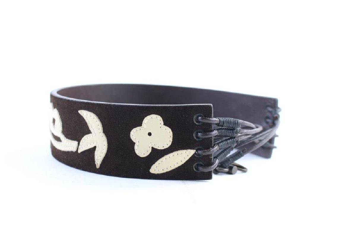Dolce & Gabbana Brown Ceinture en daim à fleurs 13mr0226 en vente 7