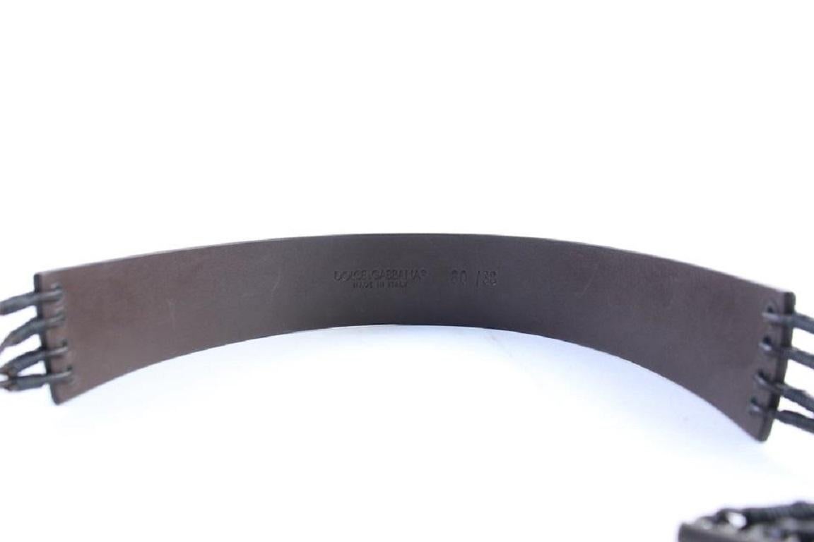 Dolce & Gabbana Brown Ceinture en daim à fleurs 13mr0226 en vente 1