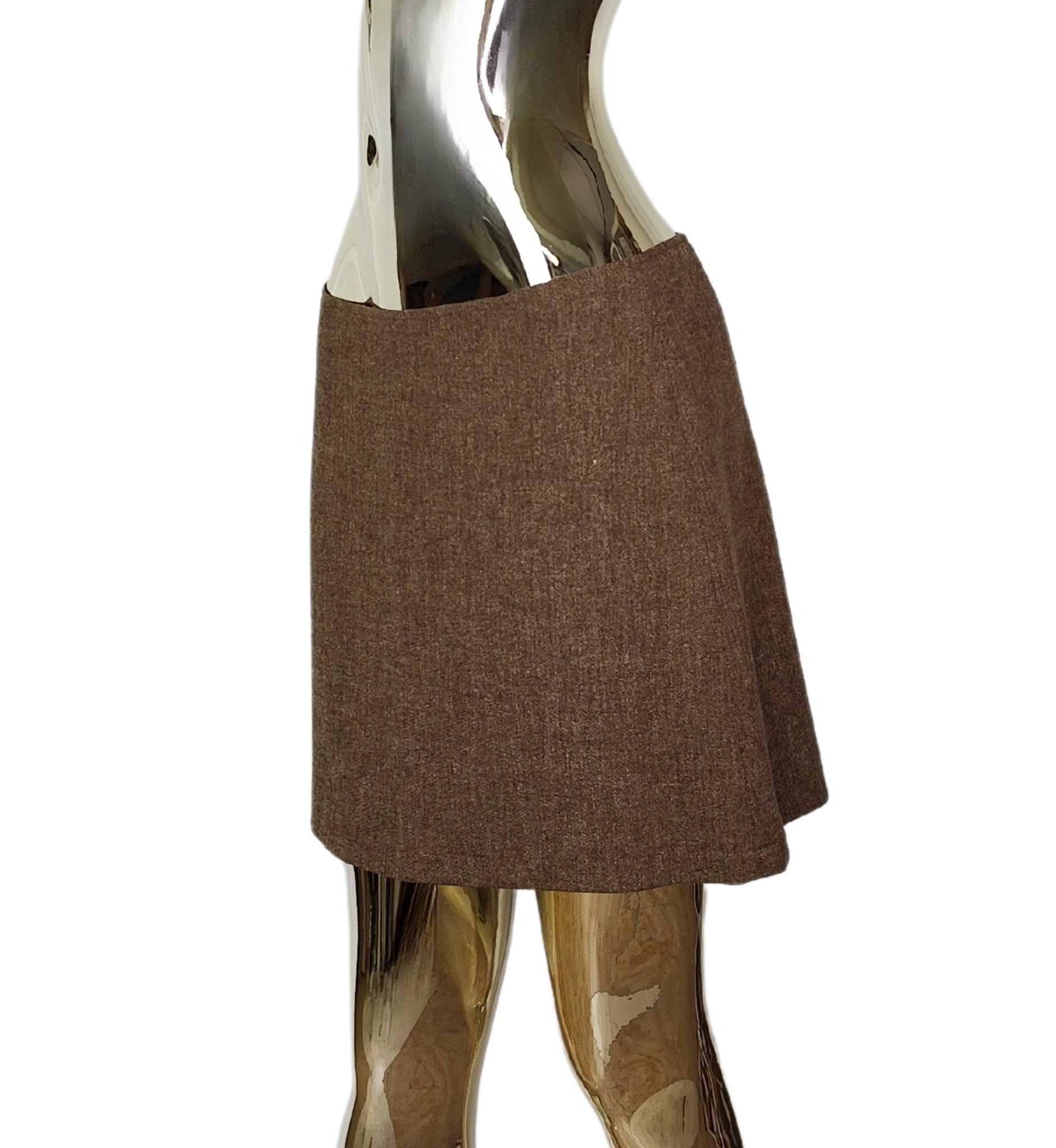 Dolce & Gabbana mini gonna in lana melange marrone NWT In condizioni ottime in vendita a Milano, IT