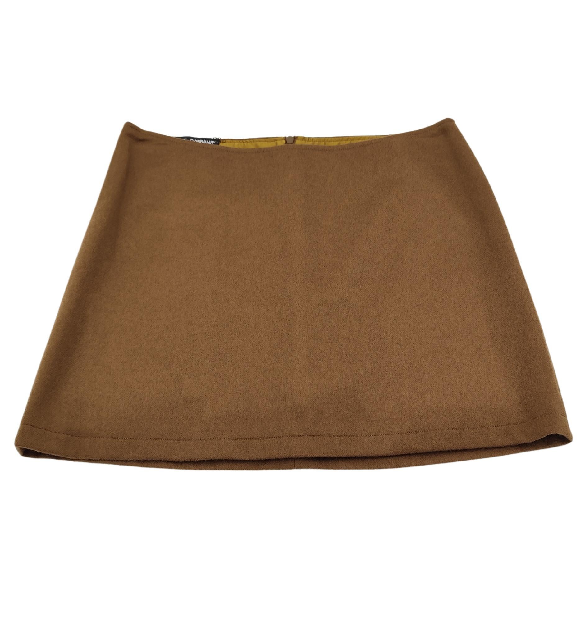 Women's Dolce&Gabbana brown wool mini skirt NWT For Sale