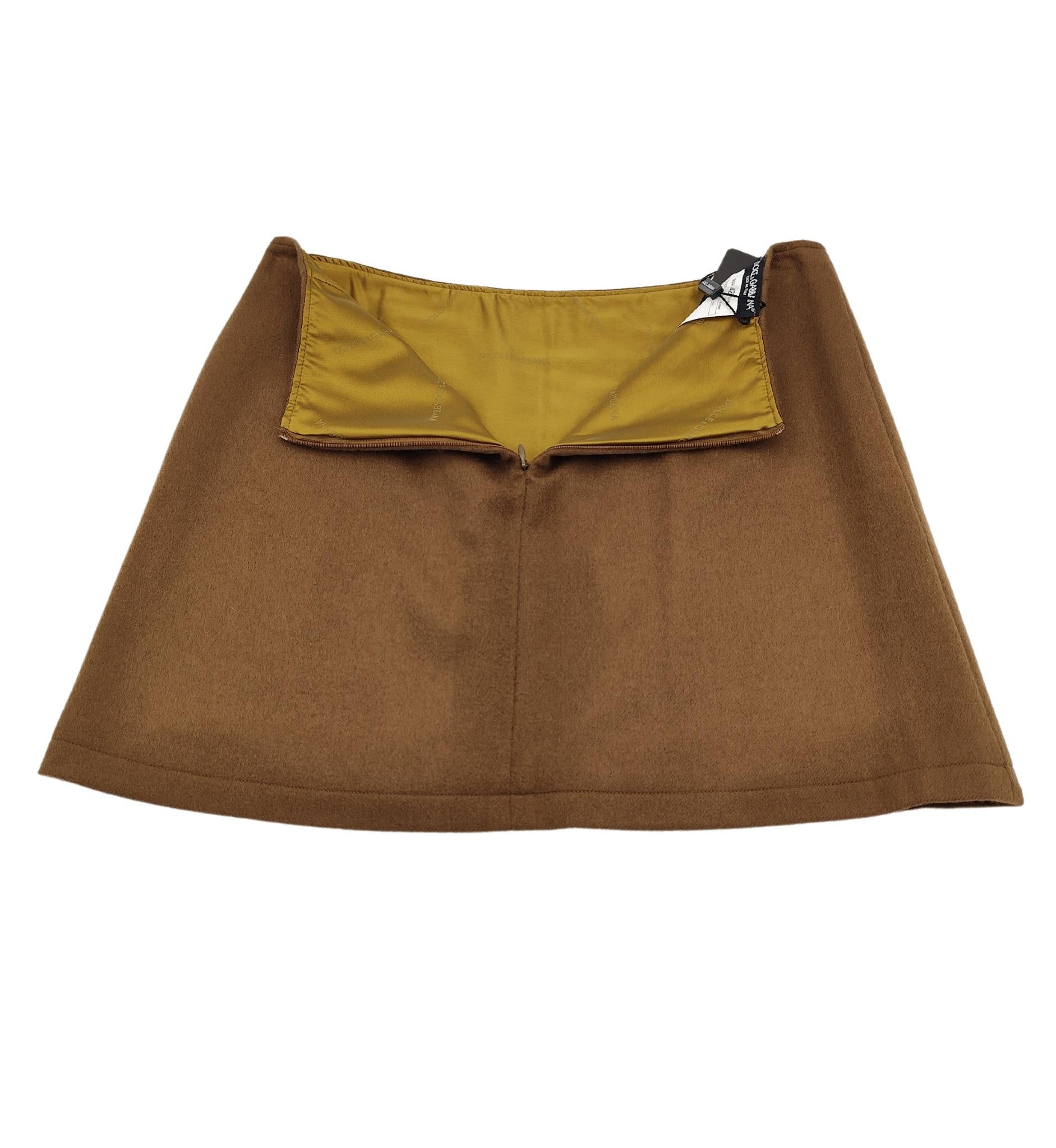 Dolce&Gabbana brown wool mini skirt NWT For Sale 2