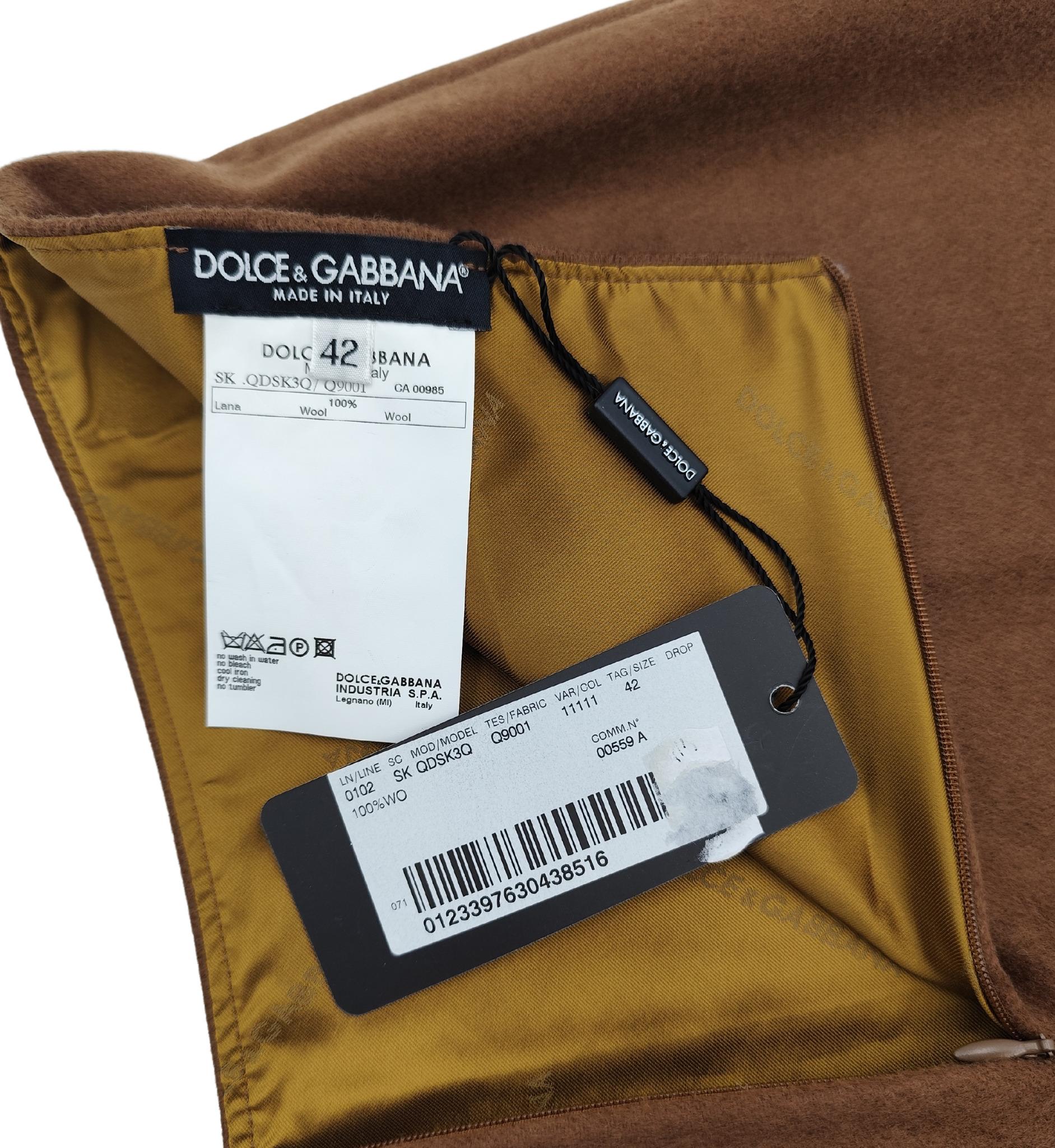 Dolce&Gabbana brown wool mini skirt NWT For Sale 3